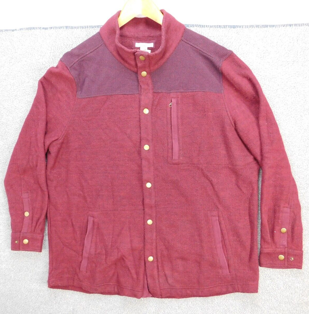 carbon2colbat Men's XL Casual Red Button Down Long Sleeve Coin Pocket Shirt